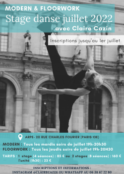 Stage de FloorworkModern’jazzDanse Contemporaine à Paris en juin 2022