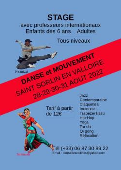 Stage de ClaquetteDanse Aérienne ,Verticale ou VoltigeHip-hopDanse JazzDanse Contemporaine à Saint-Sorlin-en-Valloire en juin 2022