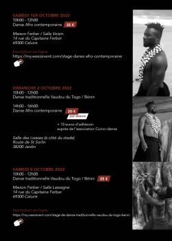 Stage de Danse AfricaineAfro DanceDanses Traditionnelles ou folkloriques à Caluire-et-Cuire en septembre 2022