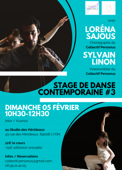 Stage de Danse ContemporaineContemporaryDanse ContactDanse JazzFloorworkEATGaga MovementExpression corporelle à Lyon en janvier 2023