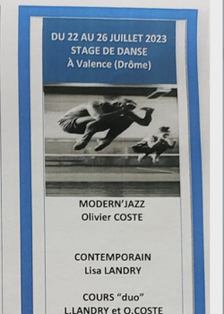 Stage de Danse ContemporaineModern’jazz à Valence en septembre 2023