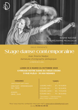 Stage de Danse Contemporaine à Rennes en septembre 2023