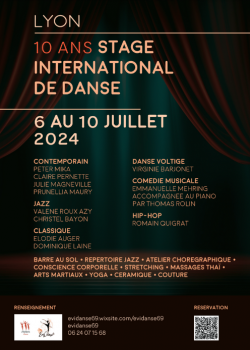 Stage de Danse ContemporaineDanse JazzClassiqueBarre à TerreComédie musicaleContemporaryDanses UrbainesHip-hop à Saint-Didier-au-Mont-d'Or en mai 2024